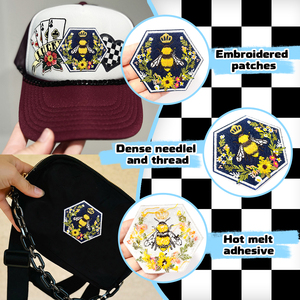 Parche de abeja real, insignia bordada floral hexagonal, aplique de corona termoadhesivo para chaqueta, sombrero, bolso, accesorio de ropa DIY - Product Image 2