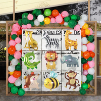 Ballons animaux de la jungle, 9 ballons géants (11-25 pouces), décoration de fête d'anniversaire pour enfants, thème safari, en aluminium, contient de petits aimants, singe
