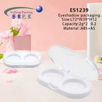 Boîtier vide ovale recyclable pour fard à paupières 2g*2, couvercle transparent et base ABS blanche pour poudre compacte et poudre libre