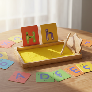Bandeja de Arena Educativa de <span class=keywords><strong>Madera</strong></span> para Niños de 5 a 7 Años, Juguete de Aprendizaje Temprano para Practicar la Escritura, Alfabeto, Números, Escritura a Mano - Product Image 6