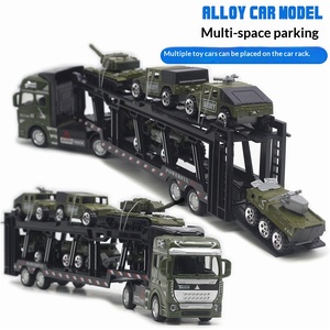 Camion de transport militaire en alliage de 32 cm avec 6 petites voitures, modèle de <span class=keywords><strong>char</strong></span> à l'échelle <span class=keywords><strong>1</strong></span>/<span class=keywords><strong>48</strong></span>, sans batterie, pour les nouveaux jouets transfrontaliers - Product Image 3