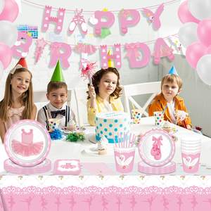 Juego de vajilla desechable para fiesta temática de baile de cisne de <span class=keywords><strong>Ballet</strong></span>, platos de papel rosa, vasos, servilletas, Princesa, niña, decoración para fiesta de feliz cumpleaños - Product Image 4