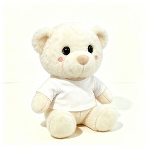 Oso de peluche personalizado con grandes ojos negros, oso de peluche con camiseta blanca lisa, oso de peluche con camiseta personalizable. - Product Image 3