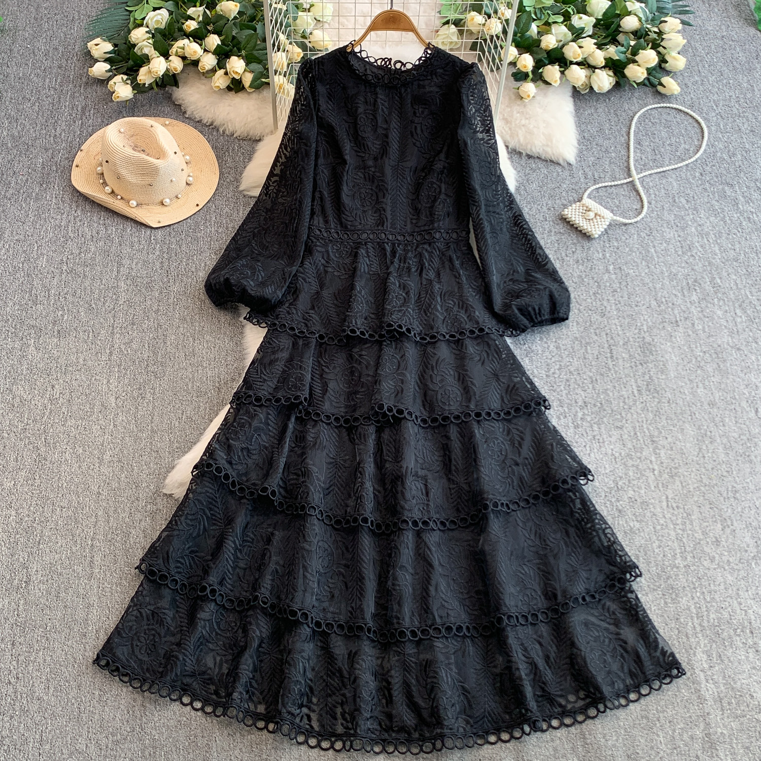 Retro Dresses For Women Women's Floral Embroidery Mesh Prom Dress - Audrey  Hepburn Style Cocktail Party Gown Audrey Hepburn Style Prom Dress