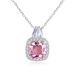 CZCITY Sterling <strong>Silver</strong> Women <strong>Initial</strong> Jewelry <strong>Necklace</strong> Sterling <strong>Silver</strong> Classic Women Pink Pendant - Product Image 1