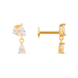 Gemnel Boucles d'oreilles tendance en cristal et diamant-Boucles d'oreilles glamour en plaqué or avec gouttes de zircon: Sparkling Elegance - Product Image 4