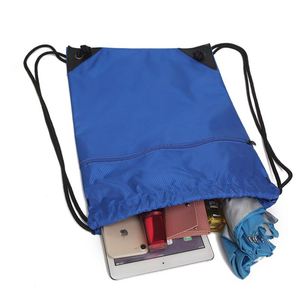 Sac à dos de sport personnalisé, couleur unie, léger, en nylon, tendance, avec cordon de serrage - Product Image 4