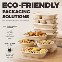 Ecologische, composteerbare, magnetronbestendige, BPA-vrije, recyclebare voedselcontainers met deksel van maïszetmeel voor restaurants en lunchboxen