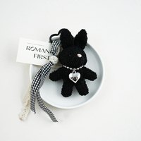 Porte-clés Lapin en Peluche avec Nœud en Dentelle et Cœur, Jouets en Peluche, Breloque de Sac en Peluche, Cadeaux de Pâques