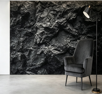 Wallpaper Tekstur Batu Abu-abu Tua Latar Belakang Mural Tekstur Batu Hitam