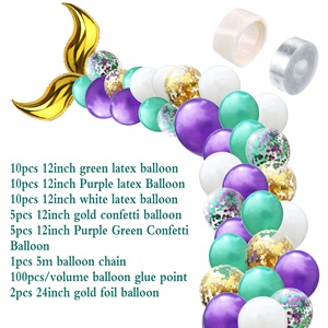 Suministros de fondo para fiesta de cumpleaños de sirena, 44 Uds., recuerdo para niños, evento de boda, fiesta, decoración de globos de fiesta de <span class=keywords><strong>sirenita</strong></span> - Product Image 5