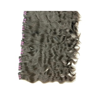 100% Raw Indian Temple Remy Cabello humano Doble dibujado, grueso de arriba a extremo Textura de onda de estilo estándar natural - Product Image 5