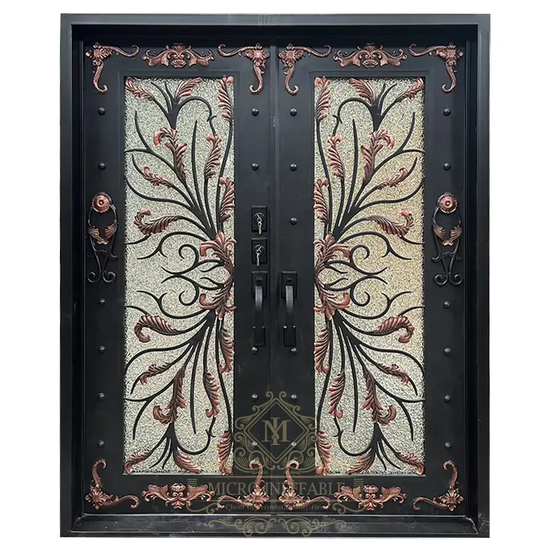 Hot Sale High Quality Luxury Design Exterior Burglar Proof Other Iron Doors Main Entrance Entry Front French Wrought Iron Doors