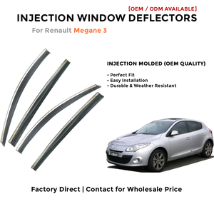 Injection Window Visors Rain Guards for Renault Megane 3 | Side Window Deflectors Custom Fit Auto Accessories - Product Image 2