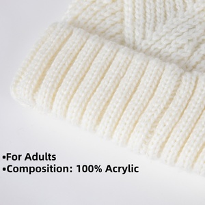 여성용 맞춤 로고 모자 100% 아크릴 니트 비니 여성 겨울용 따뜻한 니트 스컬 캡 맞춤 제작 가능 - Product Image 2