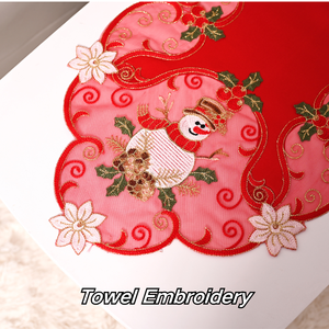 2024 Neue bestickte Weihnachten Schneemann Tischdecke Red Style Atmosphäre Tischdecke Tisch matte - Product Image 6