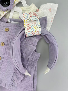 J34XL Set Estivo Traspirante Floreale 4 Pezzi per <span class=keywords><strong>Bambina</strong></span>: Gilet con Volant + Maglietta a Maniche Corte + <span class=keywords><strong>Pantaloni</strong></span> Larghi + Fascia per Capelli e Occhiali <span class=keywords><strong>da</strong></span> Sole - Product Image 5