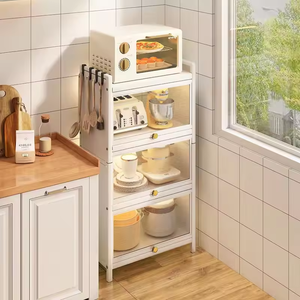 家庭用スチールキッチンキャビネット金属2/3/4/5床キッチン収納キャビネット金属アイテム食器キッチン用品キャビネット - Product Image 2