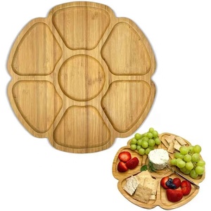 Plateau créatif en forme de fleur, restaurant de fondue, plat d'accompagnement, table d'appoint, plateau à collation, plateau à noix, bois de bambou, peut être tourné - Product Image 5