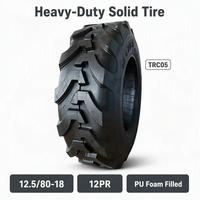 12.5/80-18 Flat Free Polyurethane Foam Tire TRC05 High Toughness Rubber Body for Telehandler Handling Machinery