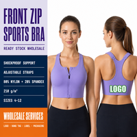 Soutien-gorge de sport à fermeture éclair avant, maintien élevé, antichoc, pour gym, fitness, yoga, bretelles réglables, rembourré, vêtements de sport, vente en gros