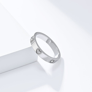 Anillos de Moda con Forma de Corazón, Plateados en Oro de 18K con Incrustaciones de Diamantes, Joyería de Regalo para Mujer - Product Image 4