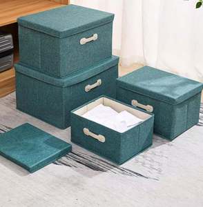 Extra Large Storage <b>Baskets</b> Bins <b>with</b> <b>Lids</b> Collapsible Fabric Cube Closet Organizer - Product Image 3