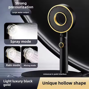 Soffione doccia portatile YF moderno a forma cava, ad alta pressione, con 3 modalità, filtro e funzione pioggia, con pulsante di pausa per il bagno - Product Image 2