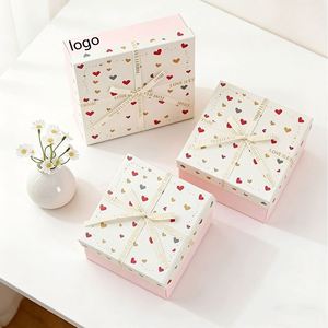 Factory Direct Customizable Heart-print <b>Gift</b> <b>Box</b> With Ribbon Cute Ideal for Valentine's Day & <b>Gift</b> Packaging - Product Image 1