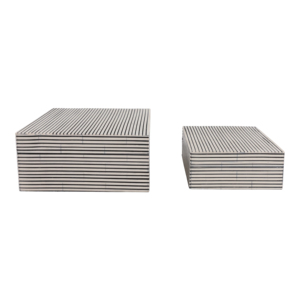 Scatole portaoggetti decorative rettangolari con bordi scanalati, moderne scatole portaoggetti in poliresina effetto legno con coperchio per decorazioni per la casa - Product Image 5