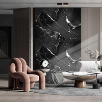 Papier peint pour plafond avec motifs noirs et blancs, panneau 3D qui peut être décollé et collé, autocollant mural en marbre imperméable