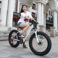 Vélo de montagne à pneus larges de 26 pouces, 21/24/27 vitesses, suspension intégrale, acier à haute teneur en carbone, vélo de neige et de plage avec freins à disque doubles