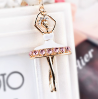 Porte-clés Ballerine en Cristal, Anneau de Clé Fille Danseuse de Ballet, Breloque de Sac en Métal avec Strass, Pendentif Perle, Vente en Gros, Porte-clés Danse Ballet
