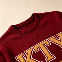 Pulls en tricot à manches longues en gros, pulls brodés avec logo, tenues du Nouvel An, sweat-shirts