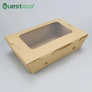 一次性微波安全纸食品带走纸熟食店外卖牛皮纸盒饭盒
