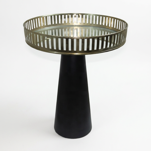 Factory Cheap Price Modern Golden Mirror Tray with Cone Base Iron Side Table Black Finish Round for Indoor/Outdoor Use - Product Image 1