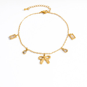 Cheville en acier inoxydable plaqué or 18 carats avec pendentif croix et cœur, style européen, bijou tendance, cadeau - Product Image 5