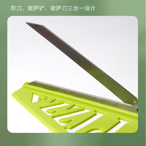 Tijeras para pizza de acero inoxidable, color verde nórdico, herramienta para hornear en casa con espátula y cortador para servir fácilmente - Product Image 3