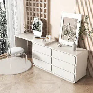 Профессиональный стеклянный Зеркальный туалетный столик ручной работы, белый туалетный столик с зеркалом и табуреткой