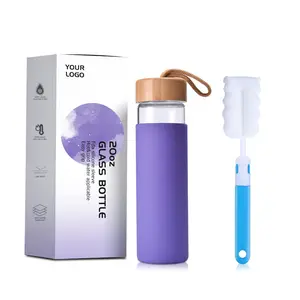 high quality 750ml frosted glass water bottle jug with silicone sleeve