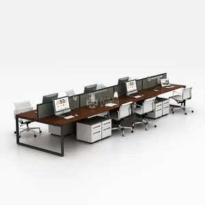 OEM ODM Factory Provide Knock Down Structure Modern Design Office Desk Linear 8 Seater Office Workstations For Open Office