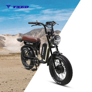 Vélo électrique tout-terrain TXED Retro 20x4.0 avec pneus larges, moteur double 48V 500W, 7 vitesses, phare <span class=keywords><strong>de</strong></span> <span class=keywords><strong>moto</strong></span> et suspension intégrale - Product Image 1
