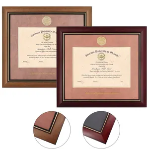 Eco-friendly Cherry Red Wood University Diploma Frame Certificate Frame Degree Frame With College Gold Seal For Bachelor Master