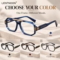 Montures de lunettes en acétate à double pont avec logo personnalisé, style vintage géométrique carré, lunettes optiques artisanales pour verres correcteurs