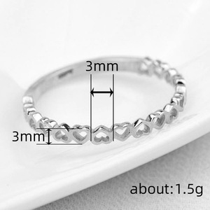 Anello H232 Heart Eternity Band in lega placcata oro 18 carati, unisex, alla moda, idea regalo - Product Image 6