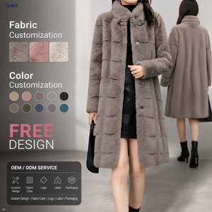 <span class=keywords><strong>Manteau</strong></span> en fausse <span class=keywords><strong>fourrure</strong></span> à carreaux pour femme, col rond, manches longues, boutonnage frontal, longueur genou, en laine et soie polaire, personnalisable, vente en gros - Product Image 1