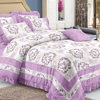 Parure de lit de luxe 6 pièces imprimée tissée moderne à motif végétal, ourlée, de qualité supérieure, en coton biologique, durable et respirante, pour mariage