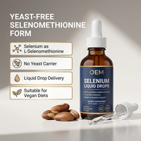 Gouttes de sélénium 60 ml pour le soutien de la thyroïde et du système immunitaire, complément liquide, marque privée OEM, compatible végétalien