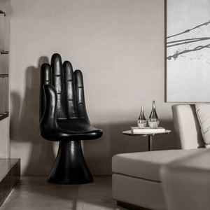 Silla Casual Nórdica Artística de Fibra de Vidrio con Forma de Palma, Respaldo Individual con Diseño de Mano de Buda, Mueble Decorativo Modelo 006 - Product Image 2