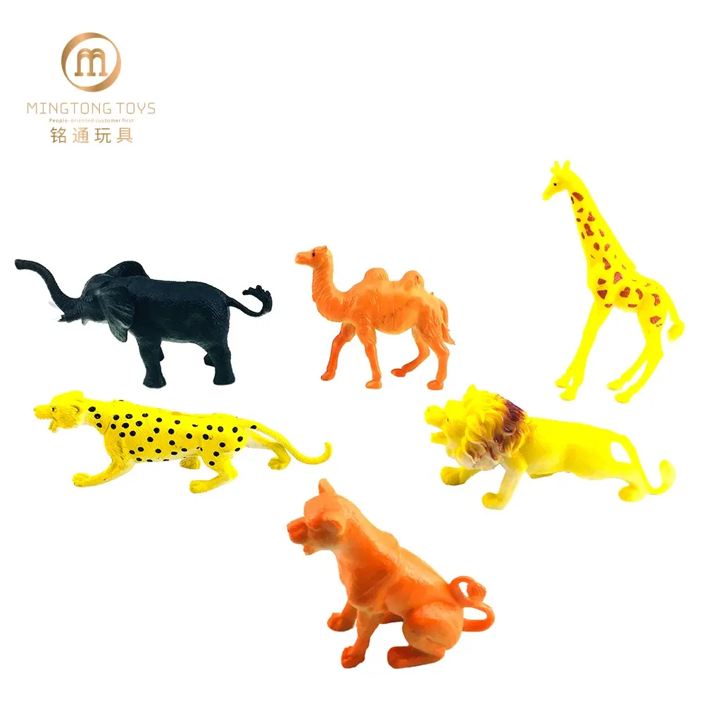 6pcs mini jungle model sets birthday party gifts cartoon zoo animal toys plastic wild